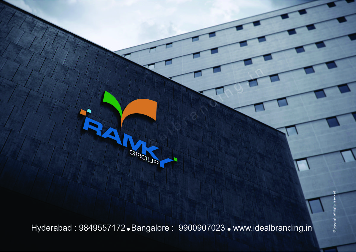 group infra logo design hyderbad construction branding india -Ramky8